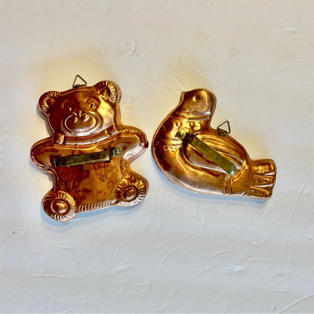 Copper Himark Portugal Vintage Bear and Bird Cookie Cutter Wall Decor With Tag